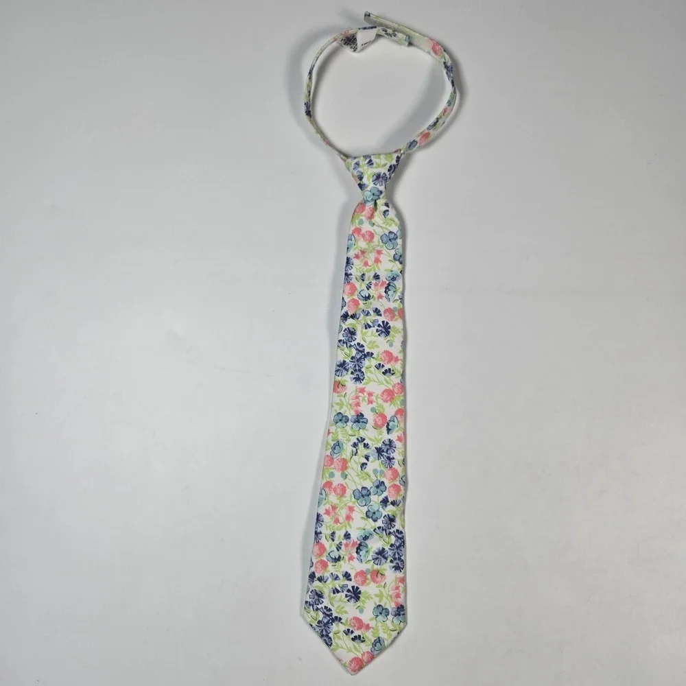 Janie and Jack‎ Necktie Kids 6+ White Floral Pre-Tied Adjustable Wedding Easter